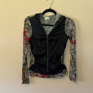 Alberto Makali Blue and Black Patterned Hoodie